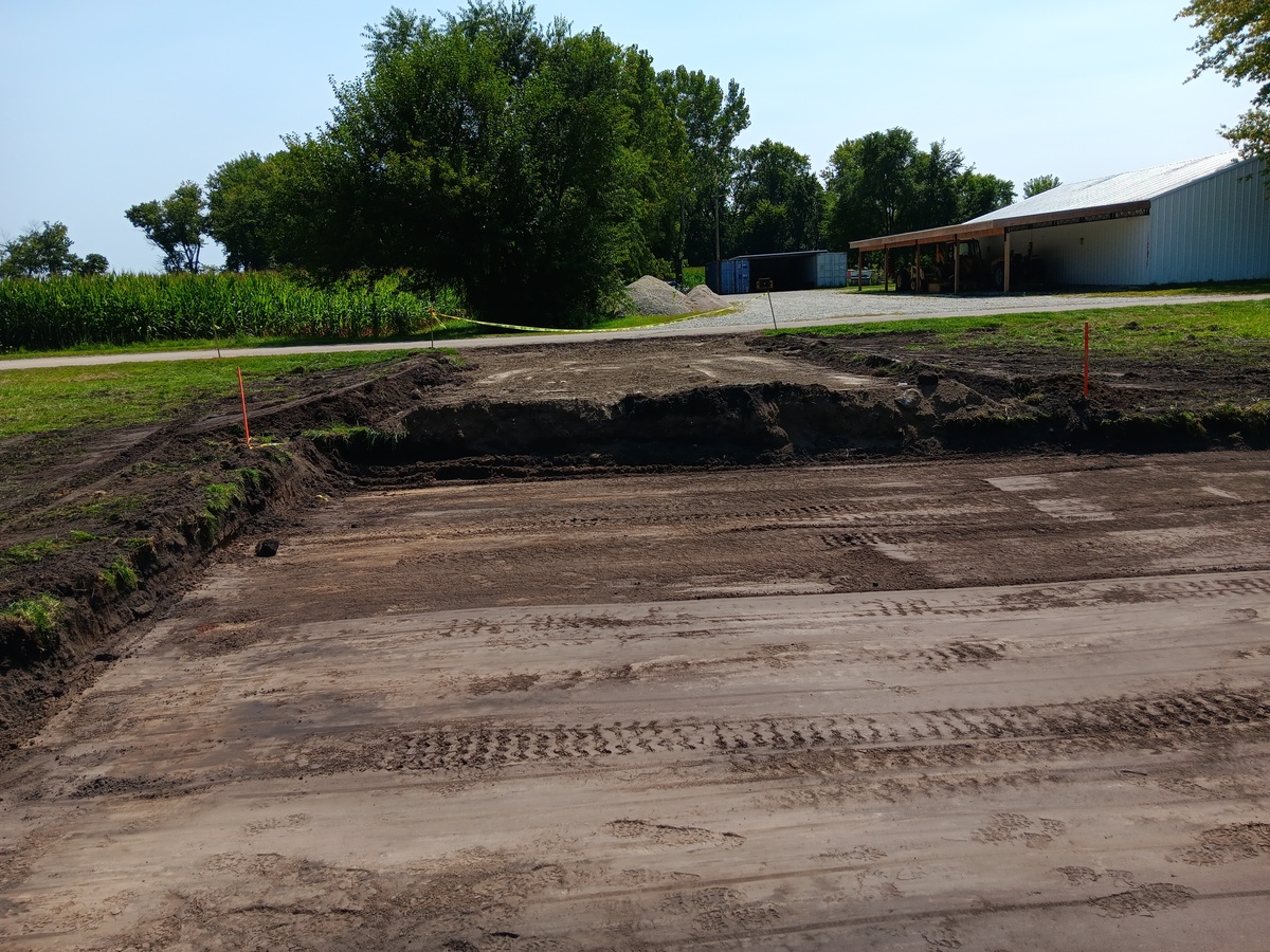 Excavated site prepared for concrete